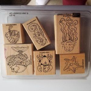 Stampin Up!  2003 Fishy Friends Set of 6 mounted stamps